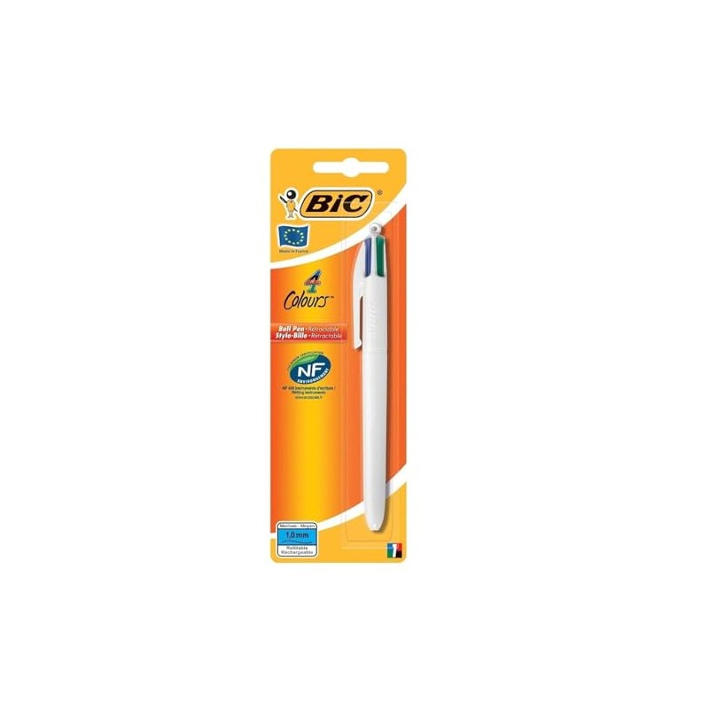 BIC Pen 4 Colours Full White Body 4 Classic Colours