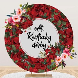 TTshouse 2025 Kentucky Derby Round Backdrop Cover 6.5 ft Circle Photo Booth Background Run for The Roses Churchill Downs Horse Racing Indoor Outdoor Party Photography Home Wall Decoration