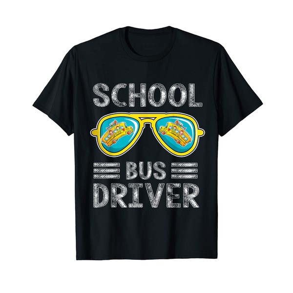 Q3XX Funny Sunglasses School Bus Driver Back To School T-Shirt
