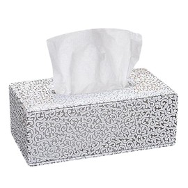 Tissue Box Cover, Rectangle Paper Organizer Dispenser, Desktop Decorative 25.5 * 13.5 * 9.5cm, Tissue Holder for Home Decor, Bathroom, Office Table Desktop, Silver