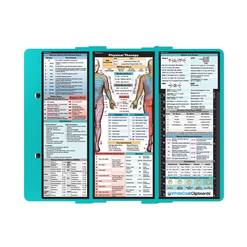 Whitecoat Clipboard® Trifold - Physical Therapy Edition (Teal, Trifold)