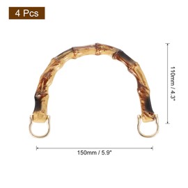 PATIKIL Bamboo Purse Handles, 4 Pcs U-Shaped Replacement Handmade Handbag Handles with Metal Buckle for Tote Bag Purse Making Decorations, Brown