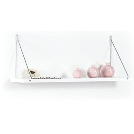 JUTOSU Wall Shelves, Open Shelves, Wall Shelves, Hanging Shelves, Wall Shelves, Wall Storage, No Damage Walls, Entryway Storage, Natural, White, Black, 1 Pack (White)