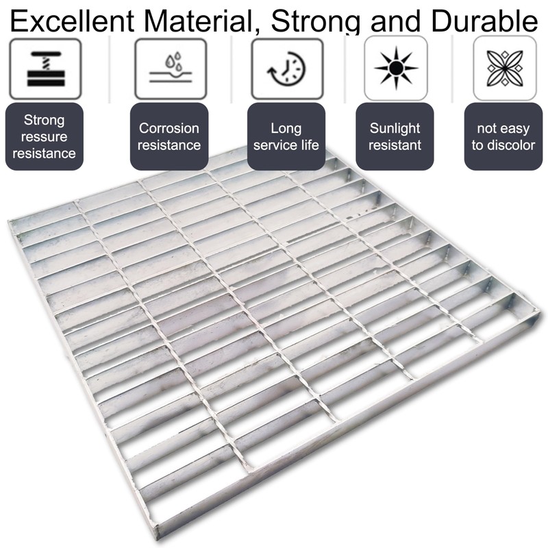 MASSLUNT Galvanized Steel Drain Grate, 20x20 Outdoor Drain Cover, B