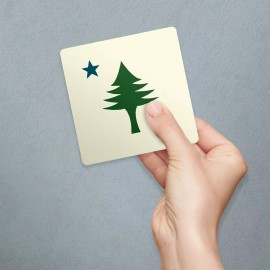 Retro Planet Vinyl Sticker; Maine State Flag Pine Tree & Star Die Cut Sticker Souvenir Decal