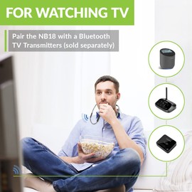 Avantree Neckband Bluetooth Headphones with Clear Dialogue Mode & Enhanced Volume for Phone PC TV Listening, 20hrs Music Time, Wireless Earbuds, Support Low Latency - NB18