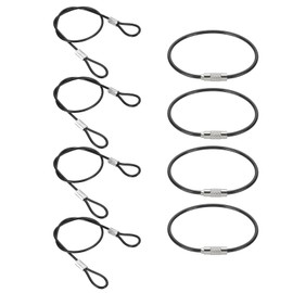 PATIKIL 12 Inch Safety Cable Lock, 4 Pack 0.08 Diameter Stainless Steel Blade Coated Security Cable Luggage Wire Rope with Ended Loops for Bicycle, Door, Luggage, Black