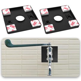 OTOTEC 4PCS Wall Split Flange Aperture 22mm ABS 85.5mm Self-Adhesive Square Shaped Escutcheon Plates for Fixed Shower Head, Standard 1/2 Inch Pipes, Black