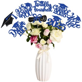 Gyufise 16Pcs Prom 2025 Centerpiece Sticks Class of 2025 Table Flower Centerpieces Sticks Congrats Grad Party Decorations for 2025 Graduation College Prom Party Supplies Blue