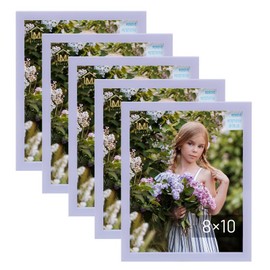 Muzilife 5 Pack 8x10” Picture Frames, Purple Picture Frames for Wall and Tabletop Display, Resistant Plastic Photo Picture Frame with Clear Plexiglass for Vertical or Horizontal Display