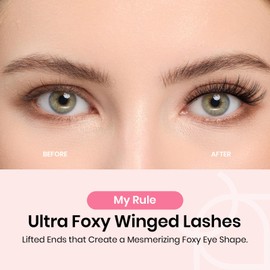 Beetles False Eyelashes Fox Eye Lashes Wispy 7 Pairs Strip Lashes 5-18mm Lashes Fluffy Cat Eye Lashes Natural That Look Like Extensions Lashes C Curl 3D DIY Fake Lashes My Rule (SFM001, 5-18mm)