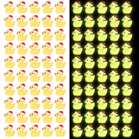 Pack of 100 Mini Ducks Christmas, Mini Resin Ducks that Glow in the Dark Tiny Resin Toys Christmas Ducks for DIY Crafts, Garden Landscape, Home Decorations (Yellow)