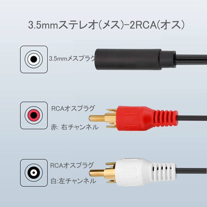 Borsuer RCA 3.5mm Converter 2pcs 23cm Audio Converter Cable Gold