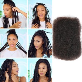 14 inches Afro Kinkys Bulk Human Hair for Dreadlocks Extensions Repair Locs Extensions Twist Braiding Afro Kinky Human Hair Extensions for Locs 30 Gram/Pack