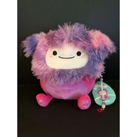 Kellytoy/Jazwares Squishmallow 8" Woxie Bigfoot w/Hand-Made Beaded "I  SQUISH" Clip-On Charm NWT