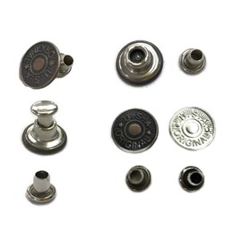 AMORNPHAN 20 Sets Jean Clips Snap Tack Metal Buttons Replacement with Rivets and Metal Base No-Sew USA.Original with Plastic Storage (Silver and Bronze) 17 MM.