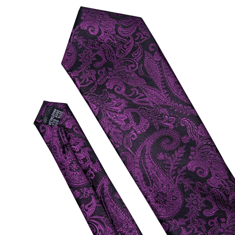 Barry.Wang Men's Silk Paisley Ties with Handkerchief Cufflink Tie Set