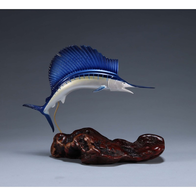 Sailfish Sculpture by John Perry Airbrushed Statue 10in Long