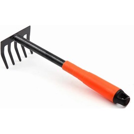 Hand Garden Rake,Garden Tools,Rake for Gardening,Garden Rakes for Lawns,Heavy Duty Carbon Steel Mini Hand Cultivator Grass Leaf Rake Gardening Tools