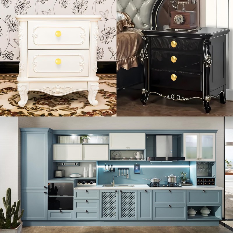 HUGOLEM 10 Pack White Round Varnish White Kitchen Cabinet Knobs