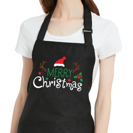 Christmas Aprons for Women with Pockets - Funny Christmas Apron for Men Grilling BBQ, Christmas baking gifts, Xmas Cooking Kitchen Aprons Gift for Bakers Mom Dad Wife Husband