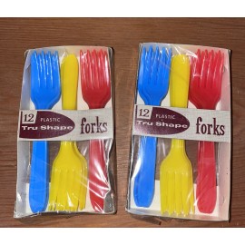 Tru Shape Vintage Tru Shape Colorful Plastic Forks 24 Total