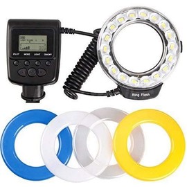 Polaroid 18 Super Bright Macro SMD LED Ring Flash & Light Includes 4 Diffusers (Clear, Warming, Blue, White) For The Canon, Nikon, Panasonic, Olympus, Pentax SLR Cameras (Will Fit 49,52,55,58,62,67,72,77mm Lenses)