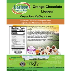 Orange Chocolate Liqueur Costa Rica Coffee (Gourmet, Naturally Flavored, Whole Coffee Beans) (4 oz, ZIN: 555154)
