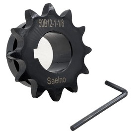 Saelno #50 Roller Chain Sprocket Type B 1 1/8 inch Bore 12 Tooth, Hardened Antirust 1045 Steel Drive Sprockets 50B12-1 1/8