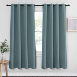 NICETOWN Blackout Curtain for Bedroom 72 inch Length - Grommet Thermal Insulated Blackout Window Treatment Room Darkening for Living Room/Family Home (Greyish Blue, 1 Panel, W52 x L72)