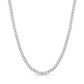 Fiusem Silver Tone Cuban Link Chain for Men, 3.5mm Mens Chain Necklaces, Stainless Steel Chain Necklaces for Men Women, 16 Inch
