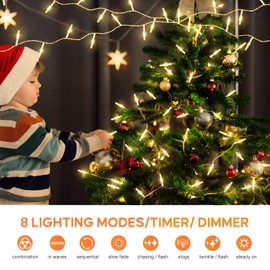 THKFUL 330FT 800LED Tree Lights Plug in, Long Outdoor Garden Fairy Lights Indoor String Lights Waterproof,with 8 Modes Remote Timer for Easter Patio Gazebo(Warm White)