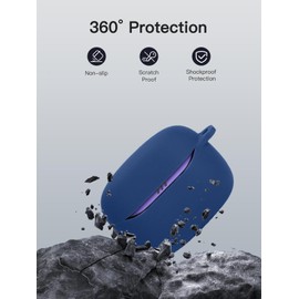 for JBL Tune Beam 2 Ghost/Beam 2 Case Cover with Cleaner Kit, Soft Skin Silicone Case Cover with Keychain and Lanyard，Full Protective Case for Men and Women-Blue