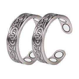 EnerMagiX Copper Rings for Women, Copper Rings, 99% Pure Copper Retro Silver 2PCS Set Magnetic Therapy Ring,Women's Elegant Copper Jewelry (0915S-2PCS)