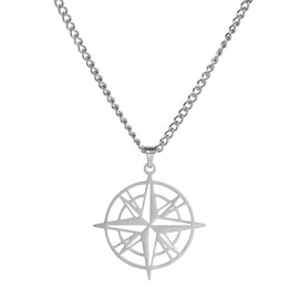 Stainless Steel Compass Pendant Necklace, Graduation Gift Necklace for Her, Enjoy the Journey Necklace, Travel Necklace, Best Friend, Birthday Gifts for Women, Girls, Men, stainless steel, No Gemstone