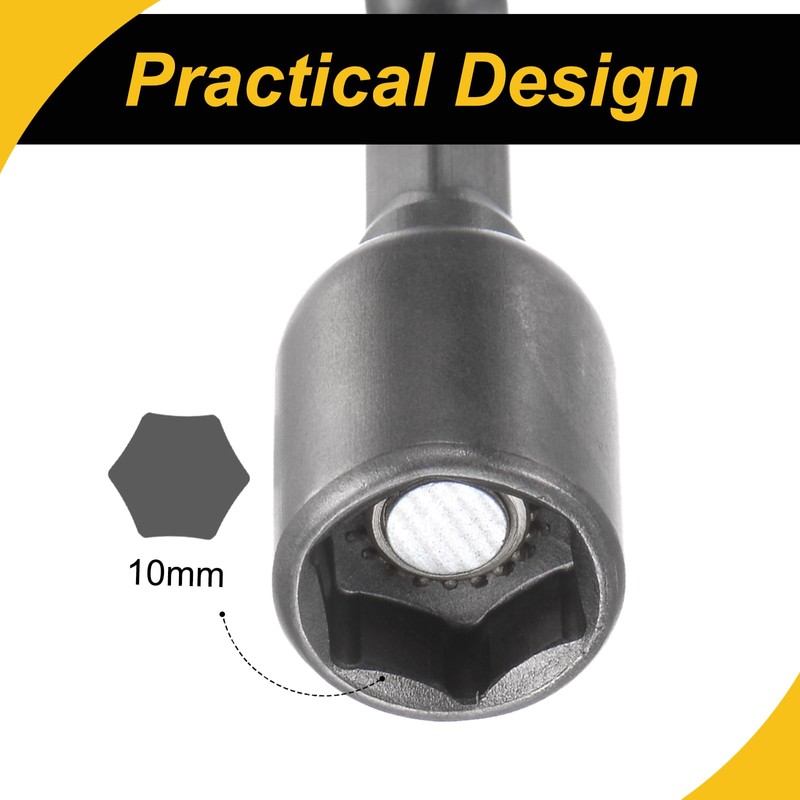 WorkBless 1/4" Quick-Change Hex Shank 10mm Magnetic Nut Driver Bit,