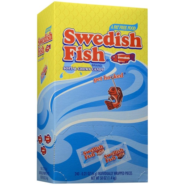 Swedish Fish Grab-And-Go Candy Snacks In Reception Box, 240-Pieces/box