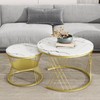 Elefesign Marble Grain Top, Golden Iron Frame Round Coffee Table,