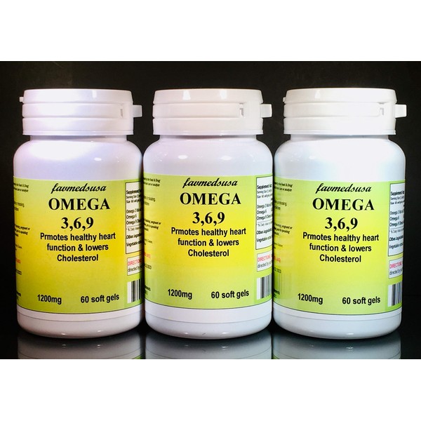 Omega 3,6,9, Cholesterol, Made in USA - 180 [3x60] softgels