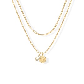PAVOI 14K Yellow Gold Plated Initial Letter Pendant Layered Necklace for Women - Alphabet Letter Statement Layering Necklace - Letter I, Yellow Gold, Cubic Zirconia