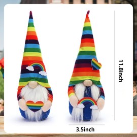 SINGOMON 2PCS Rainbow Gnomes Pride Day Gnomes Colorful Dwarf Pride Decorations Rainbow Party Decorations Birthday Decorations