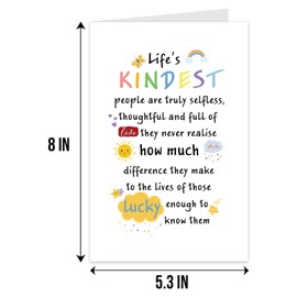 Cute Appreciation Card for Men Women, Thank You Card for Doctor Nurse Teacher, Friendship Card for Friend, Positive Quotes Card, Kindest People Greeting Card