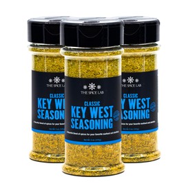 The Spice Lab Key West Seafood Seasoning - Great for Red Snapper Fish - 3 Pack - 5 oz Jars - Spectacular Gulf Seafood Rub Seasoning for Cedar Plank Grilling - Florida Blend for White Fish - 7001