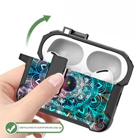 HIDAHE for Airpods Pro 2nd Generation Case Cute with Clip, for Airpods Pro 2nd Generation Skin Accessories with Keychain, Mandala