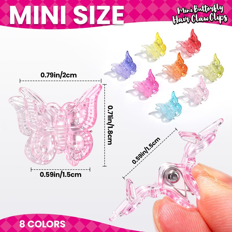 Gradient Mini Butterfly Hair Clips, 32Pcs Y2K Butterfly Claw Clip