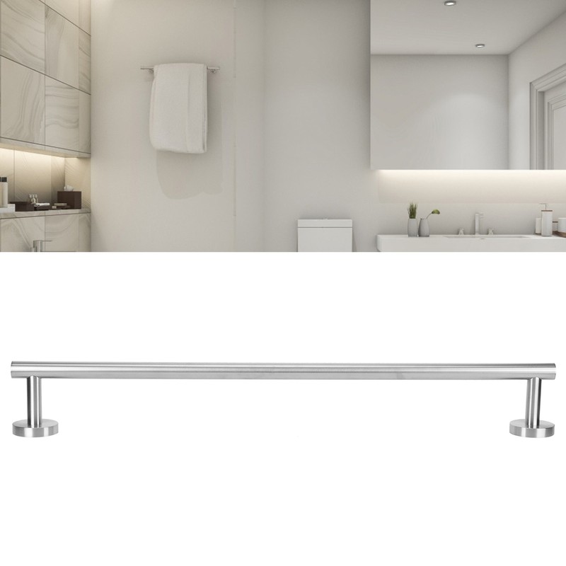 Stainless Steel Single Rod Towel Rack Round Base Bathroom Bedroom