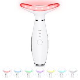 ELISHINE 7 Color Neck Face Massager - Facial Massager Tool for Skin Care at Home, Vibrating Face Massager with Thermals, Galvanic Machines White