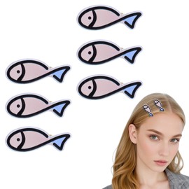 6 Pcs Cartoon Pink Fish Hair Clips Line Little Fish Non Slip Resin Barrette Sweet Bangs Headwear Styling Clip for Women Ocean Hair Accessories Hairstyle Tool