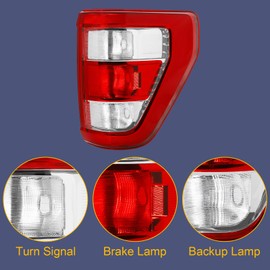 Tail Light Fit For 2021 2022 2023 Ford F150 F-150 XL 21 22 23 Rear Brake Lamp Right Passenger Side (Chrome Trim)