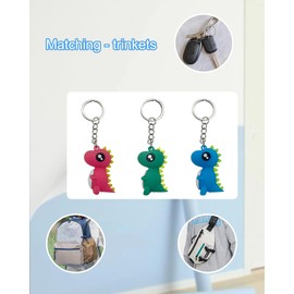 PAEHUIMT Pack of 2 Dinosaur Keyrings, Blue & Green